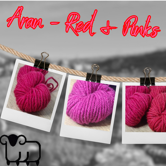Aran 50g Red & Pink Collection - Colours include Cherry Red, Fuchsia