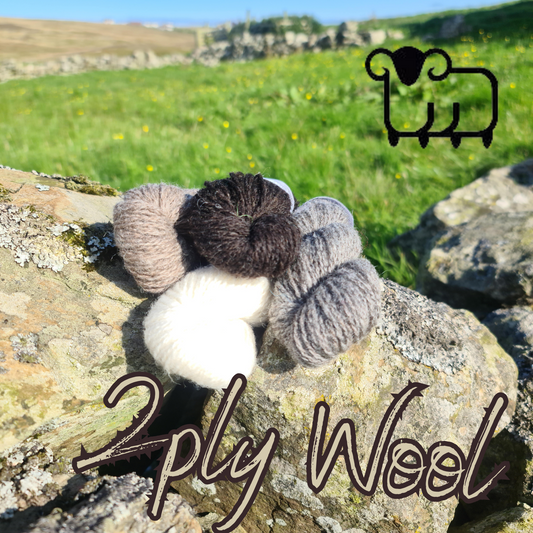 2 ply Shetland Wool 25g Skein - Natural Collection White, Fawn, Grey,  Black