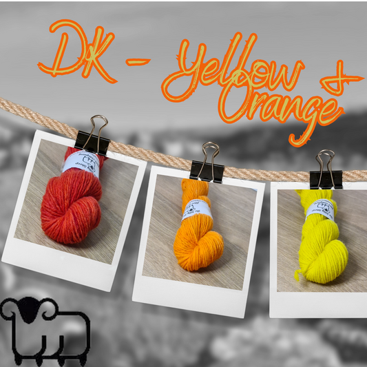 DK Shetland Wool 50g Yellow & Orange Collection inc. salmon, peach, winter sun, citrus, yellow oris