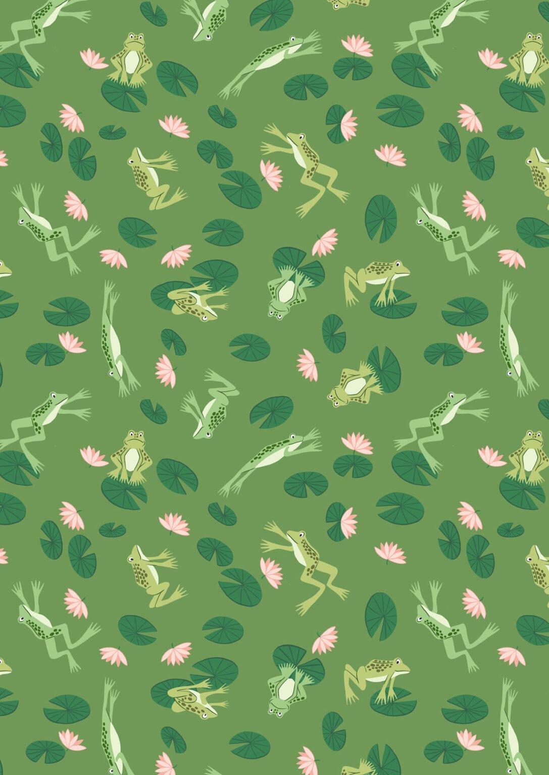 Lewis & Irene Fabric - On the Lake - Frogs on Grassy Green