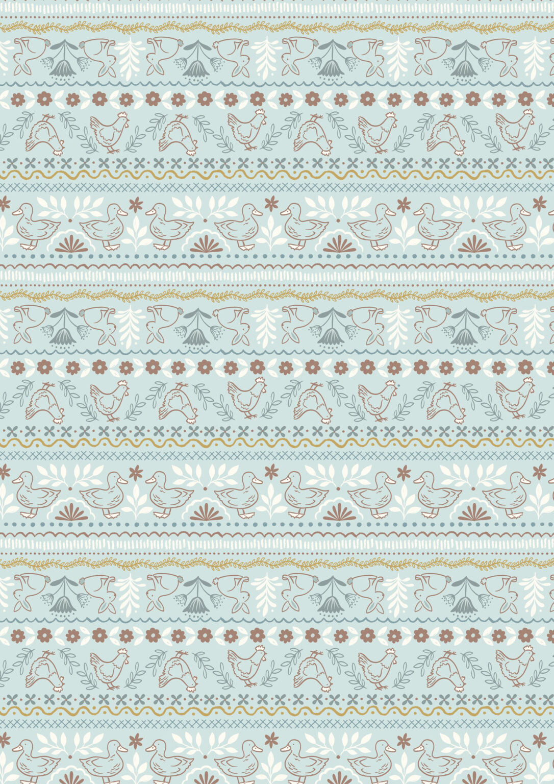 Lewis & Irene Fabric - Country Croft - Farm friends - Duck Egg