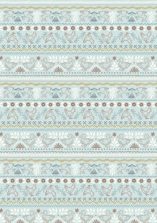 Lewis & Irene Fabric - Country Croft - Farm friends - Duck Egg