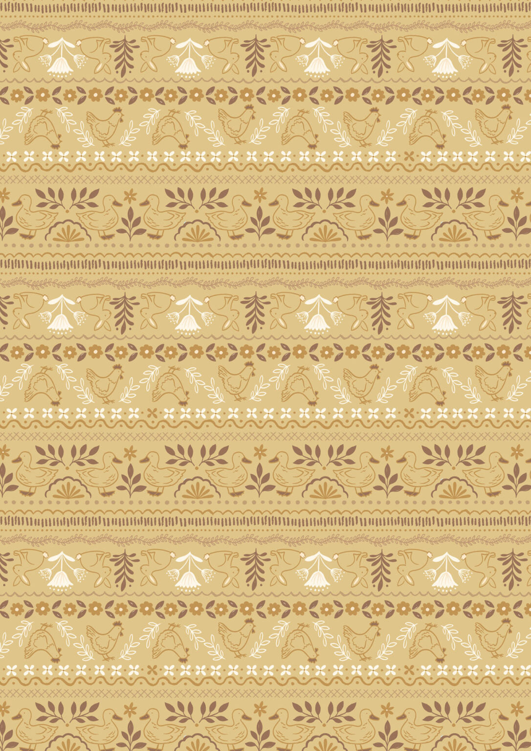 Lewis & Irene Fabric - Country Croft - Farm friends - Honey