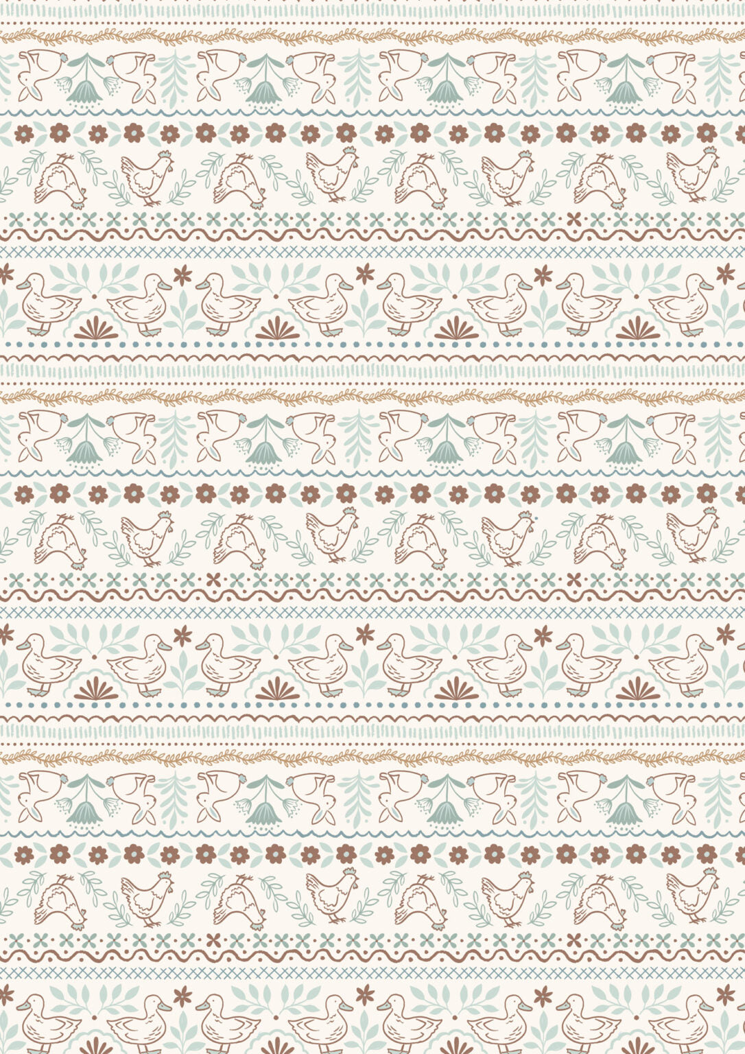 Lewis & Irene Fabric - Country Croft - Farm friends Cream