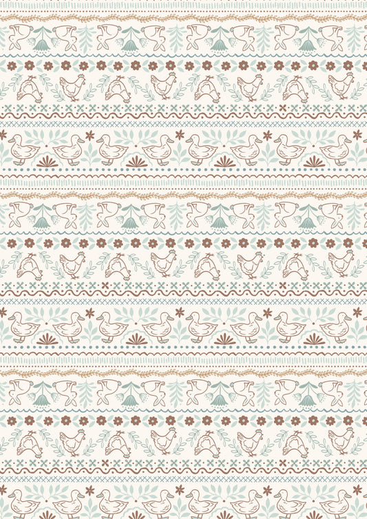 Lewis & Irene Fabric - Country Croft - Farm friends Cream