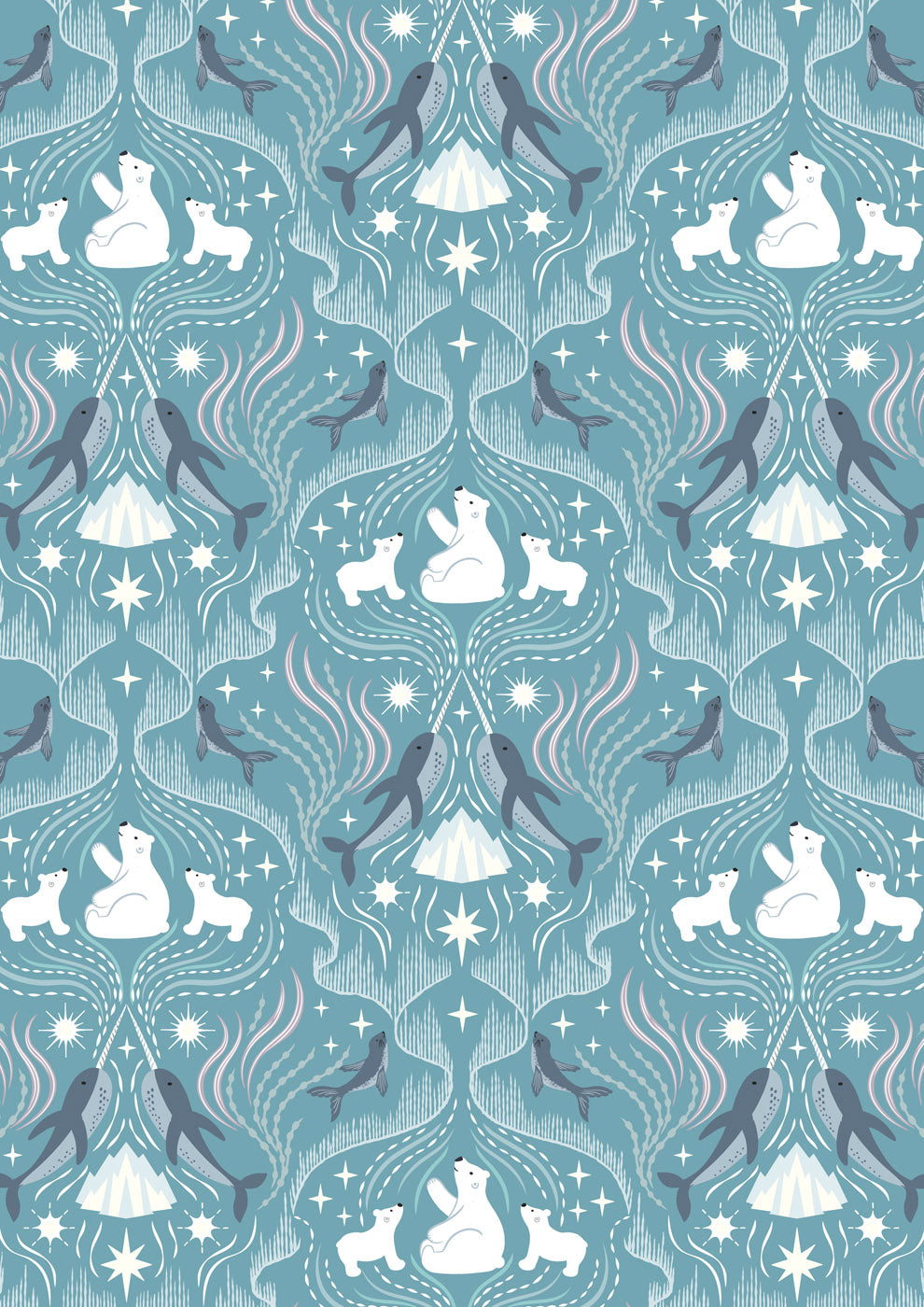 Lewis & Irene Fabric - Where the sky dances on north blue