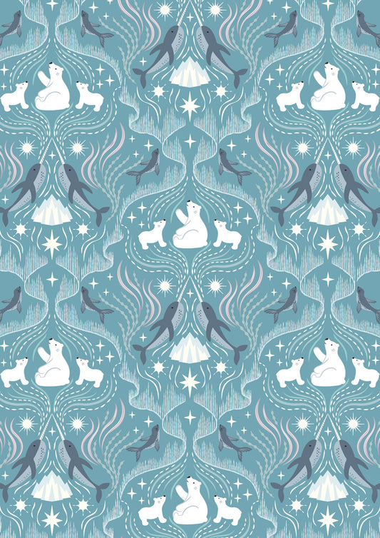 Lewis & Irene Fabric - Where the sky dances on north blue