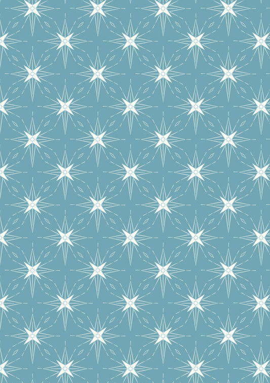 Lewis & Irene Fabric - North star on north blue