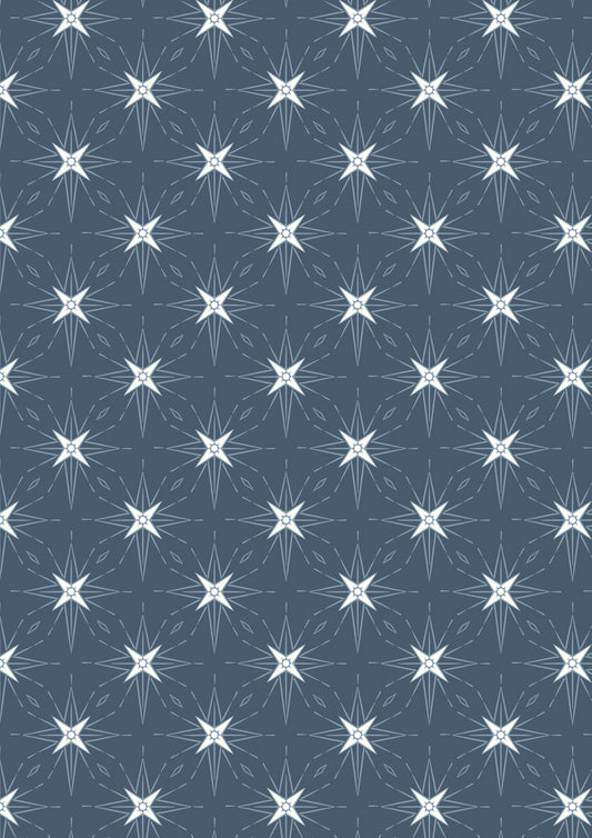 Lewis & Irene Fabric - North star on dark blue