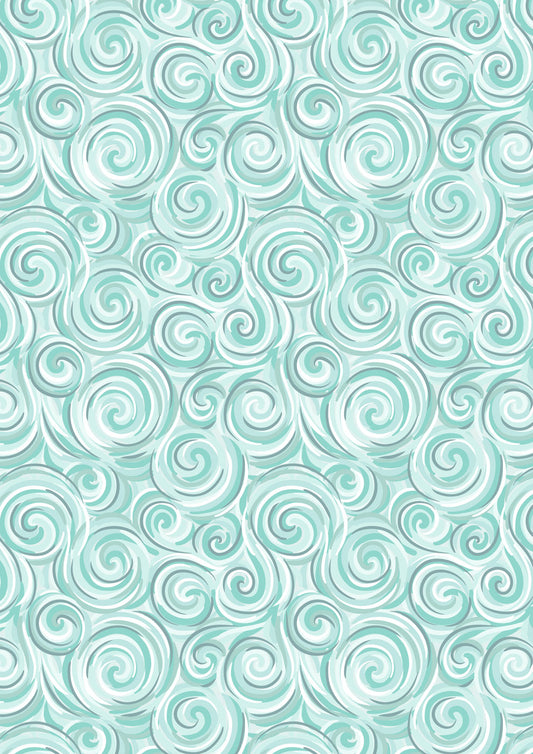 Lewis & Irene Fabric - Northern lights swwirl icy blue