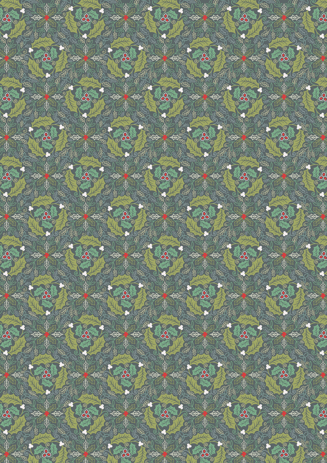 Lewis & Irene Fabric - Festive celtic leaves winter