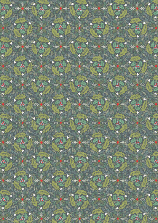 Lewis & Irene Fabric - Festive celtic leaves winter