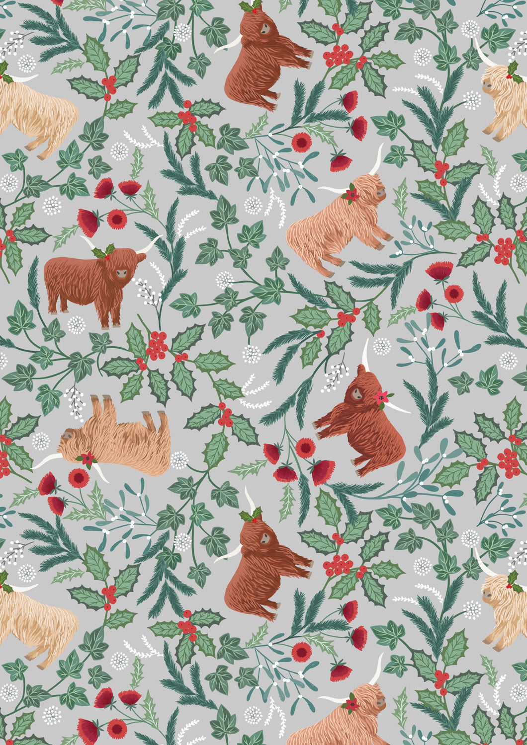 Lewis & Irene Fabric - Highlands on misty silver