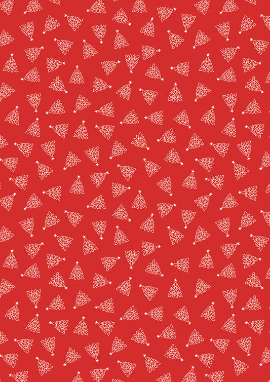 Lewis & Irene Fabric - Celtic trees on winter red