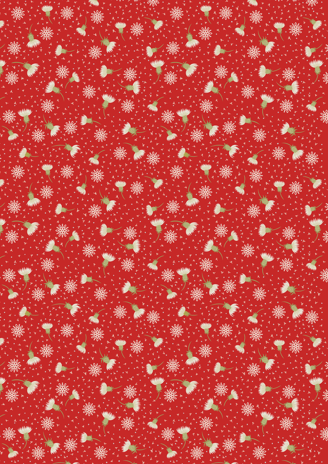 Lewis & Irene Fabric - Thistledown on red