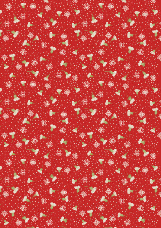Lewis & Irene Fabric - Thistledown on red
