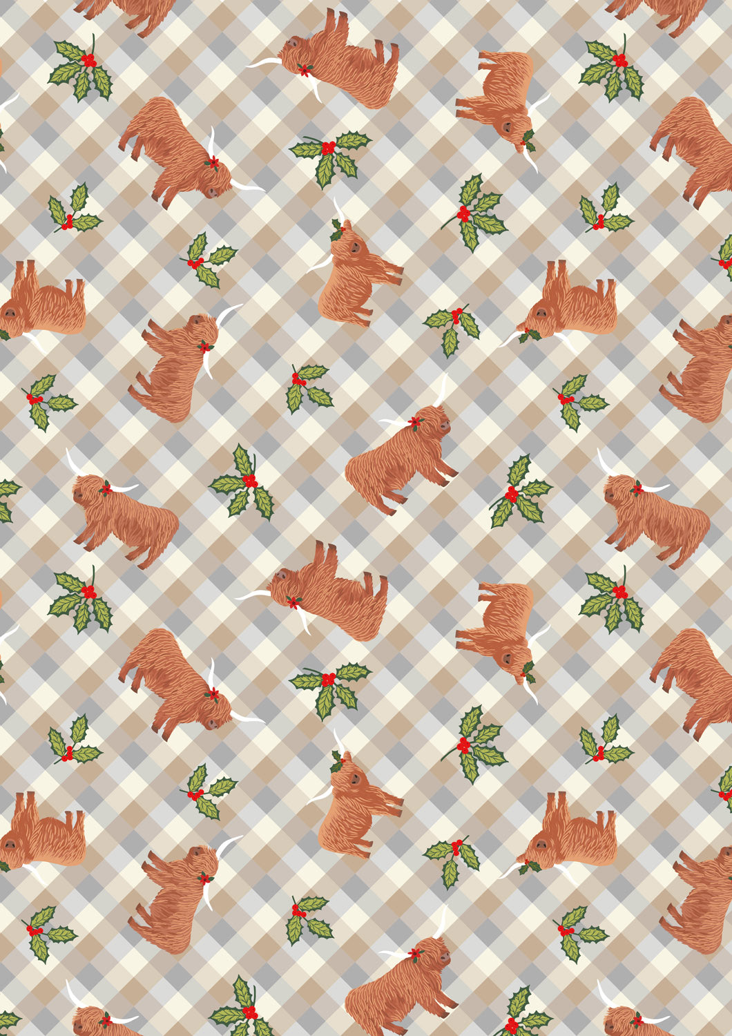 Lewis & Irene Fabric - Highlands & holly festive icy meadow gingham