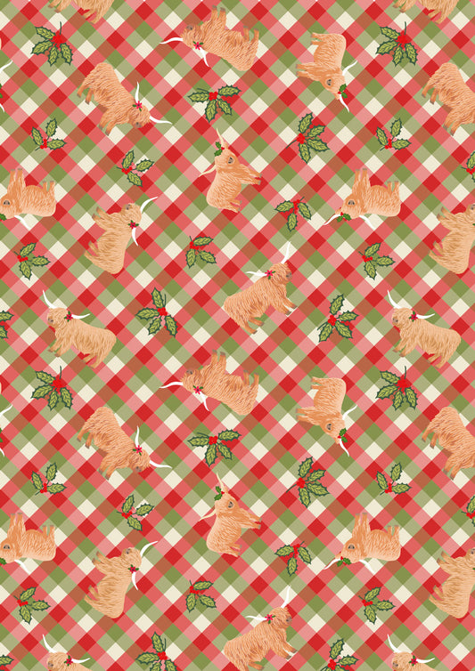 Lewis & Irene Fabric - Highlands & holly festive gingham