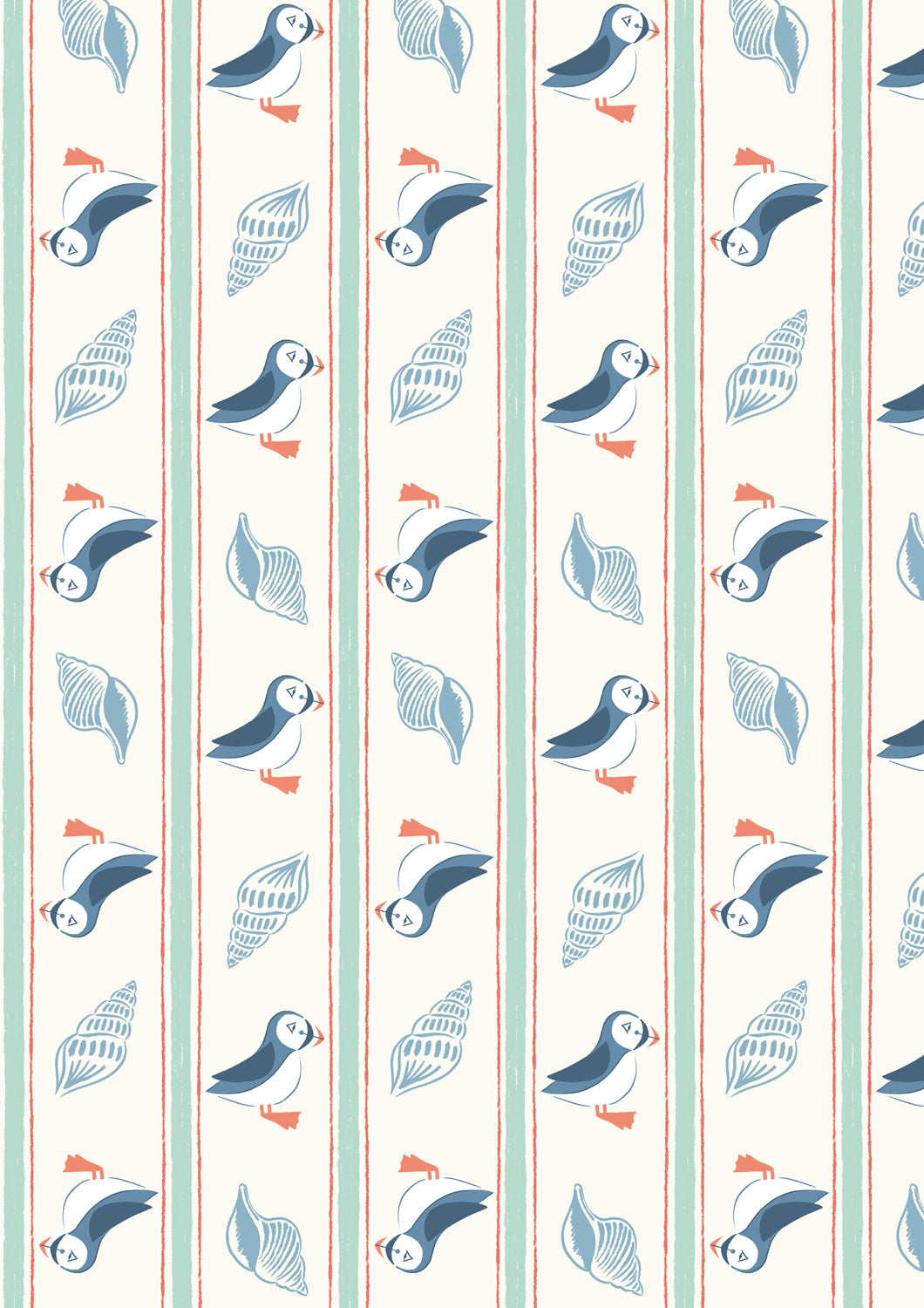 Lewis & Irene Fabric - Puffin stripe