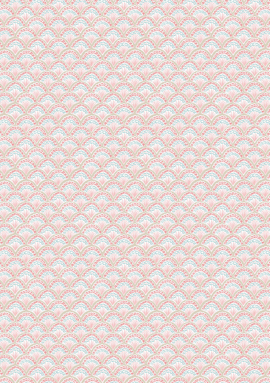 Lewis & Irene Fabric - Fancy shells linen & pink