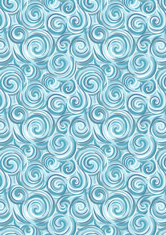 Lewis & Irene Fabric - Northern lights swirl blue