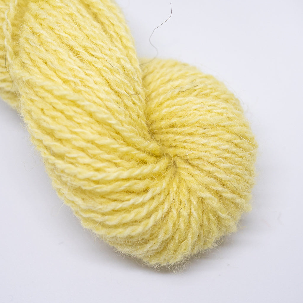 Hand Dyed 2 Ply Shetland Wool - Lemon (25g Skein)