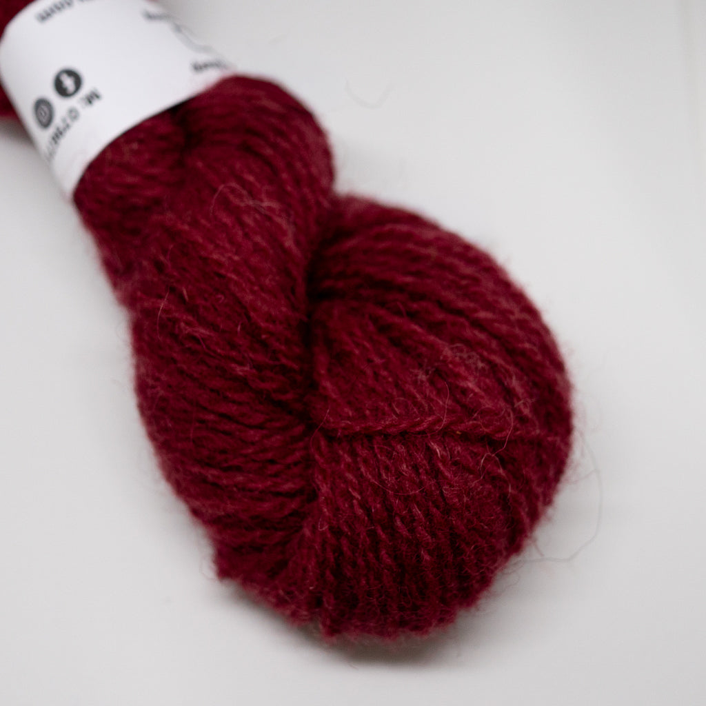 Hand Dyed 2 Ply Shetland Wool - Burgundy Red (25g Skein)